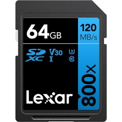 Lexar 64GB SDXC Professional UHS-I U3 V30 Class 10 (800x)